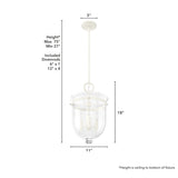 Hunter Belltown 3-Light Rustic White Transitional Clear Glass Urn LED Medium Hanging Pendant Light