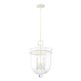 Hunter Belltown 4-Light Rustic White Transitional Clear Glass Urn LED Medium Hanging Pendant Light