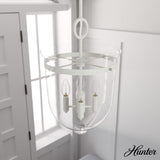 Hunter Belltown 4-Light Rustic White Transitional Clear Glass Urn LED Medium Hanging Pendant Light