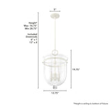 Hunter Belltown 4-Light Rustic White Transitional Clear Glass Urn LED Medium Hanging Pendant Light