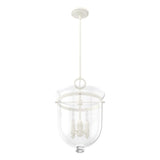 Hunter Belltown 4-Light Rustic White Transitional Clear Glass Urn LED Medium Hanging Pendant Light