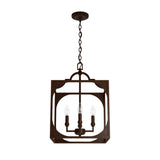 Hunter Highland Hill 4-Light Textured Rust Traditional Lantern LED Medium Hanging Pendant Light