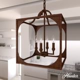 Hunter Highland Hill 4-Light Textured Rust Traditional Lantern LED Medium Hanging Pendant Light