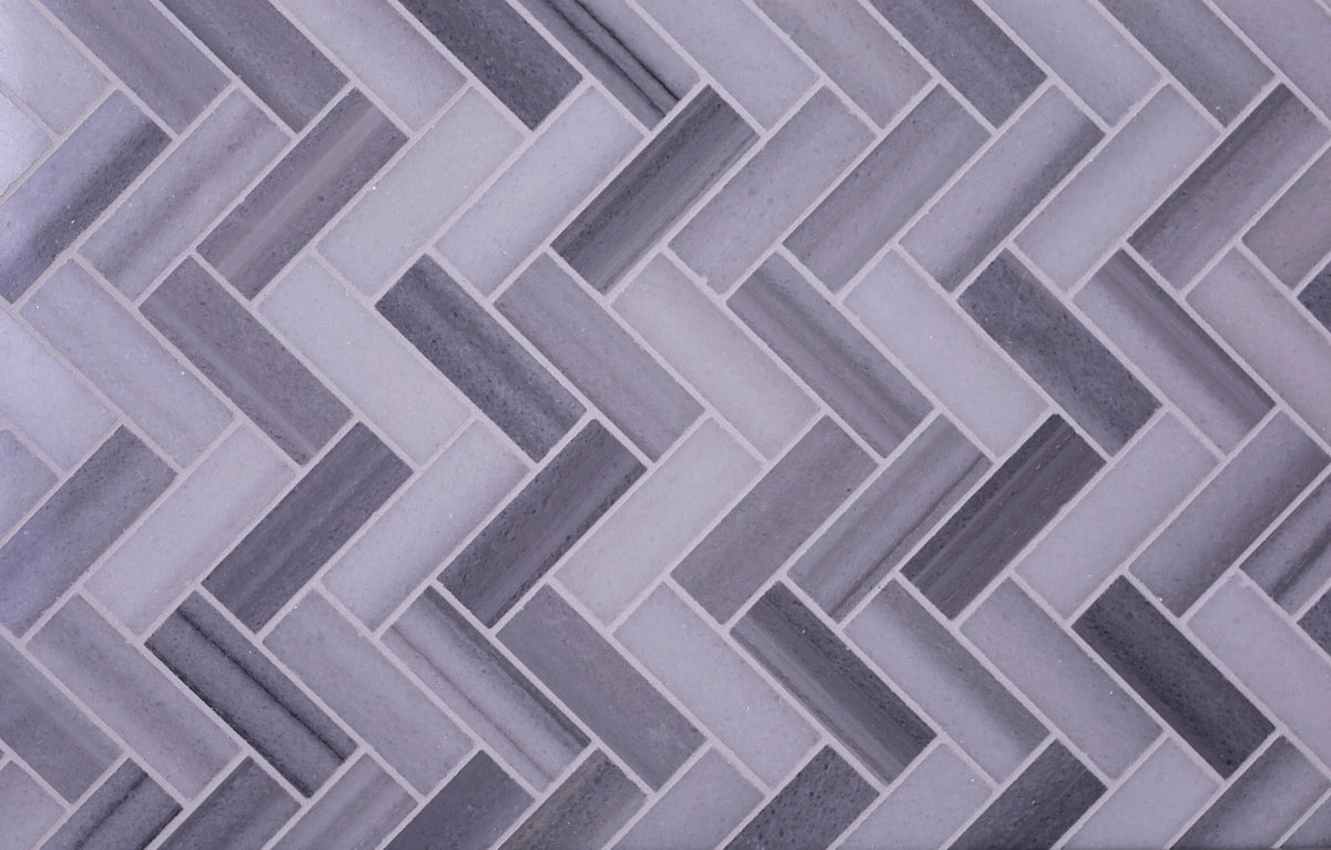 Apollo Tile Grey 10-in x 12-in Polished Natural Stone Marble Herringbone Floor and Wall Tile (5.29-sq. ft/ Carton)