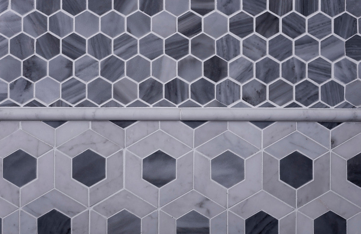 Apollo Tile (Sample) Floor and Wall Tile Gray and White 4-in x 4-in Polished Marble Honeycomb Patterned Floor and Wall Tile