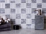 Apollo Tile (Sample) Floor and Wall Tile Gray and White 4-in x 4-in Polished Marble Linear Patterned Floor and Wall Tile