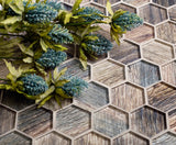 Apollo Tile Brown, Blue 12-in x 12-in Glossy Glass Honeycomb Wood Look Wall Tile (4.83-sq. ft/ Carton)