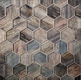 Apollo Tile Brown, Blue 12-in x 12-in Glossy Glass Honeycomb Wood Look Wall Tile (4.83-sq. ft/ Carton)