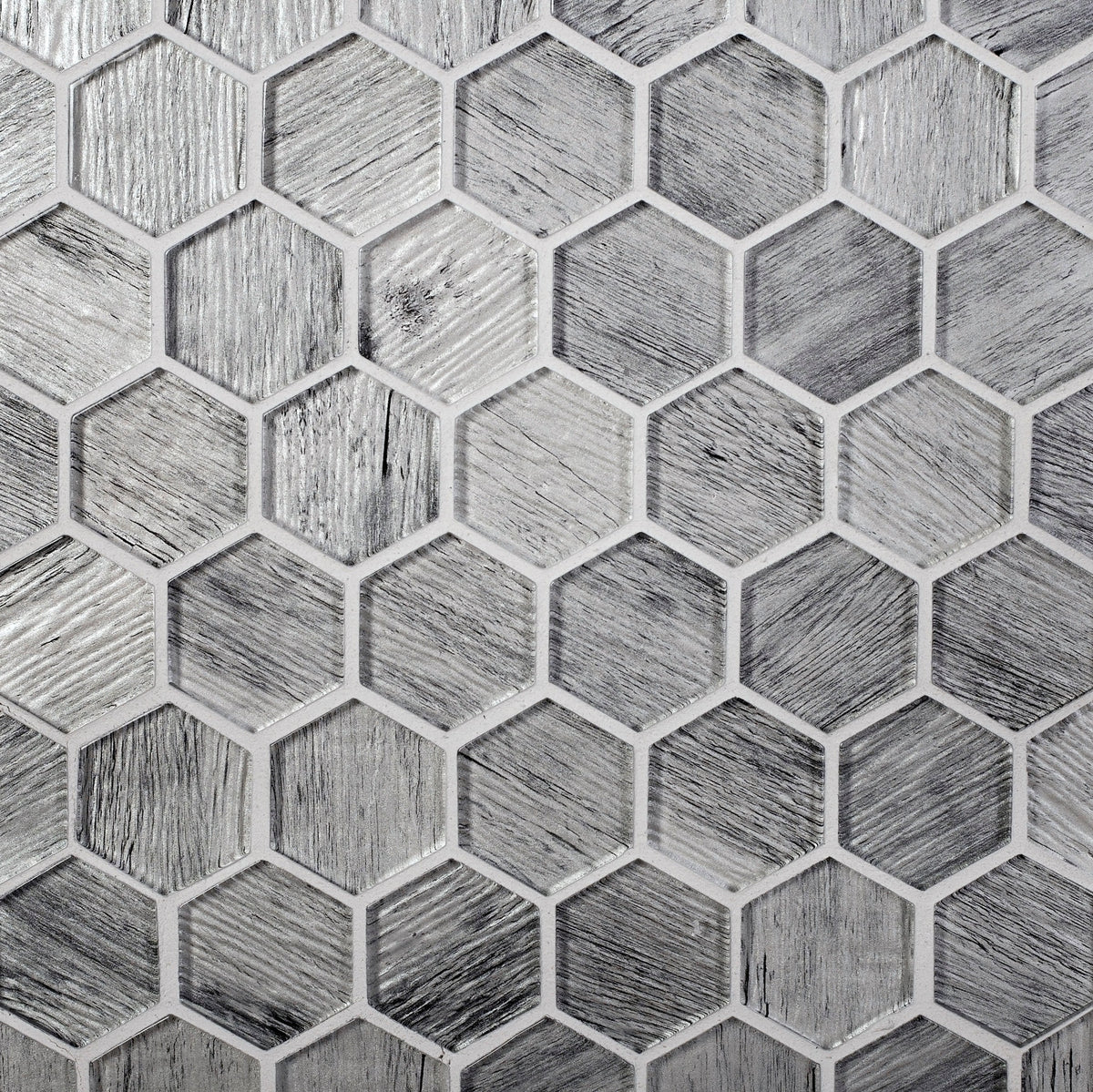 Apollo Tile (Sample) Wall Gray 4-in x 4-in Glossy Glass Honeycomb Patterned Wall Tile