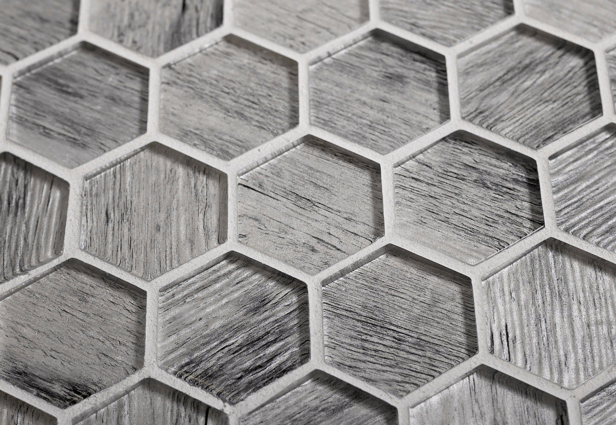 Apollo Tile (Sample) Wall Gray 4-in x 4-in Glossy Glass Honeycomb Patterned Wall Tile