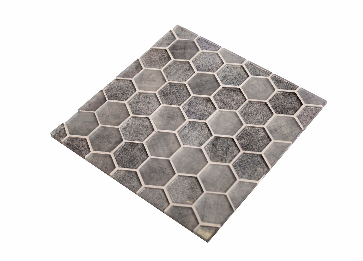 Apollo Tile (Sample) Wall Light Gray 4-in x 4-in Glossy Glass Honeycomb Patterned Wall Tile