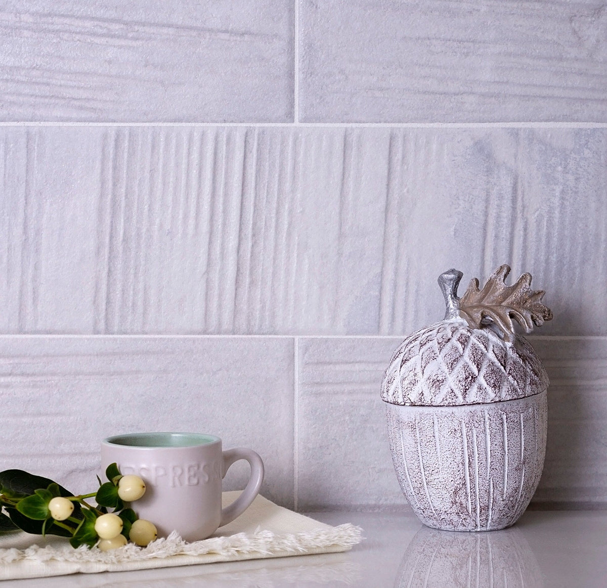 Apollo Tile (Sample) White 4-in x 12-in Natural Porcelain Stone Look Wall Tile