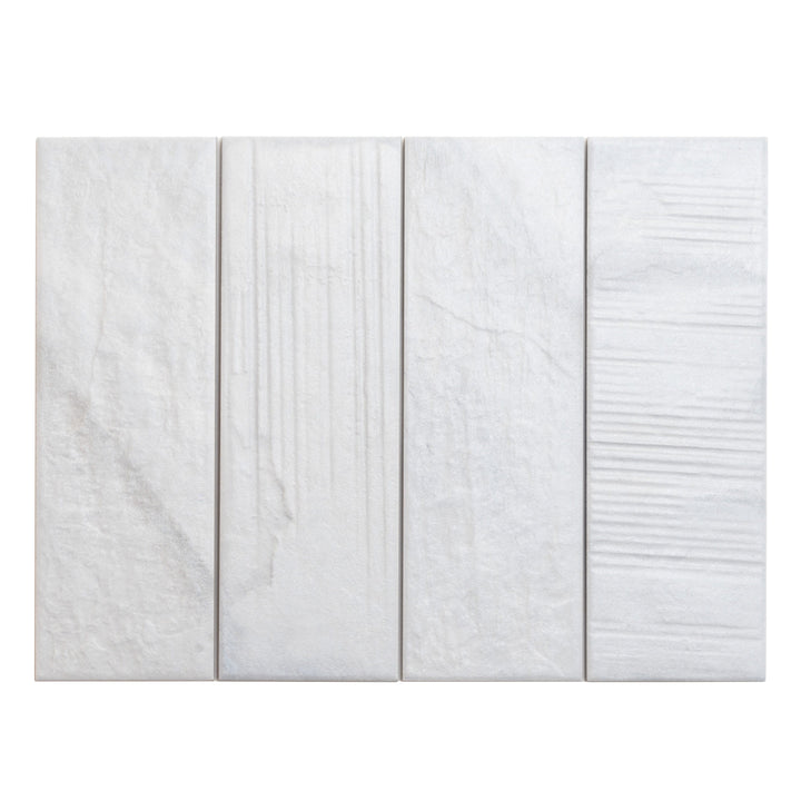 Apollo Tile (Sample) White 4-in x 12-in Natural Porcelain Stone Look Wall Tile