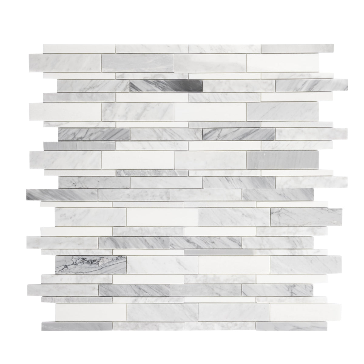 Elida Ceramica Bianca Blended 12-in x 12-in Polished Natural Stone Marble Linear Mosaic Wall Tile