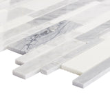 Elida Ceramica Bianca Blended 12-in x 12-in Polished Natural Stone Marble Linear Mosaic Wall Tile