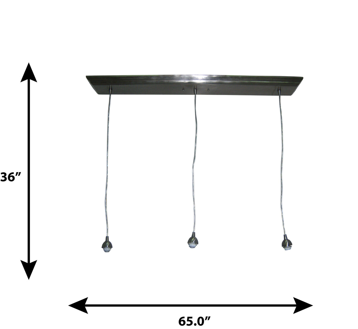 Portfolio Polished Nickel Transitional Linear Pendant Light, 3-Light, Adjustable 10–65 in, 36 in Wide