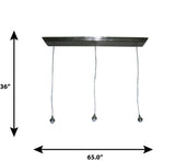 Portfolio Polished Nickel Transitional Linear Pendant Light, 3-Light, Adjustable 10–65 in, 36 in Wide