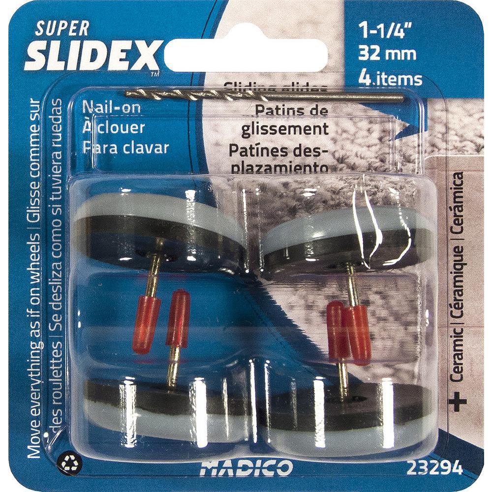 1-1/4 in. Gray and Black Base Nail-on Glides (4-Pack) - Super Arbor