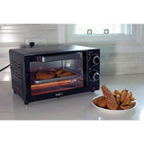 1,000 W 4-Slice Black Toaster Oven with Timer and Temperature Control