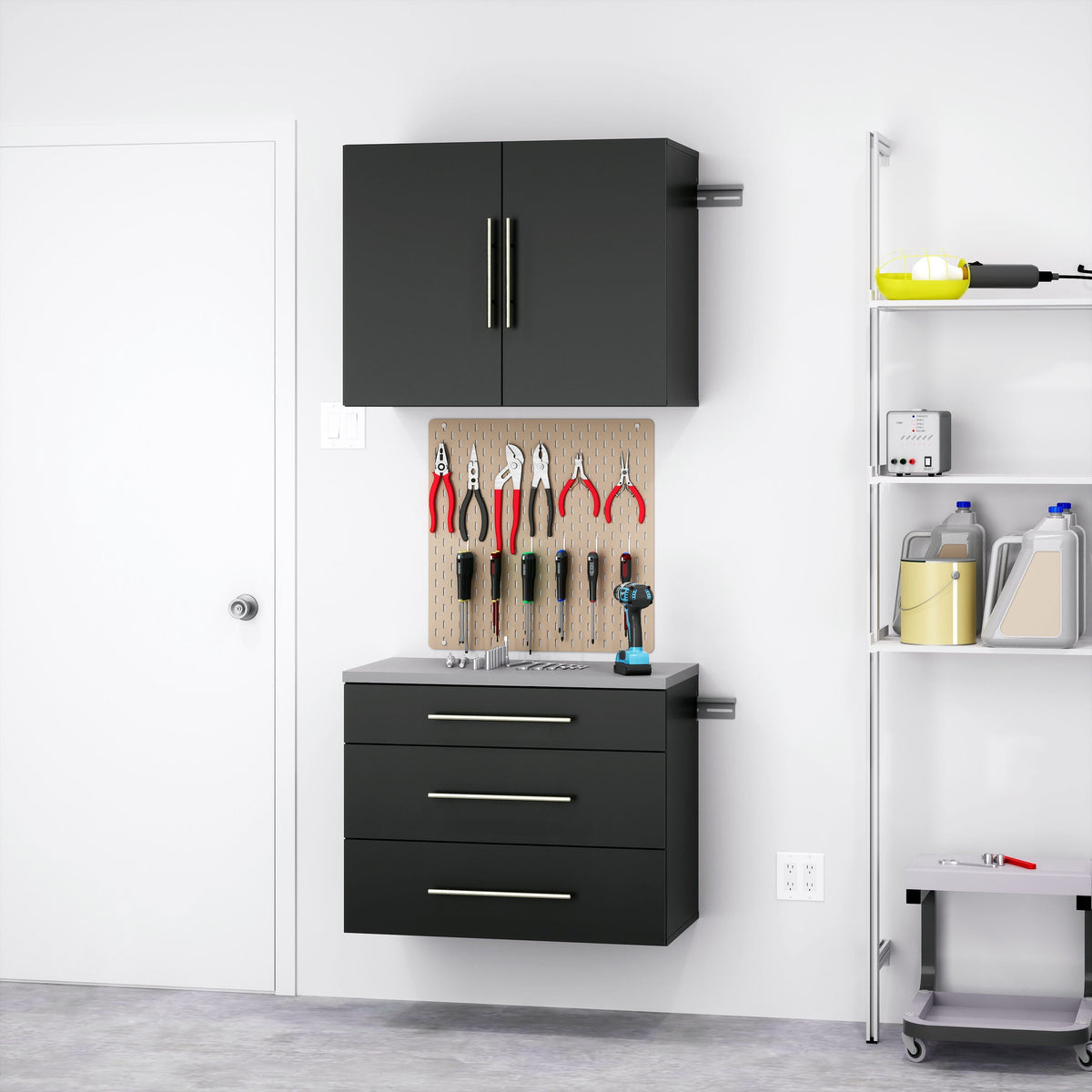 Prepac HangUps 30-in W x 72-in H Wood Composite Black Wall-mount Utility Storage Cabinet