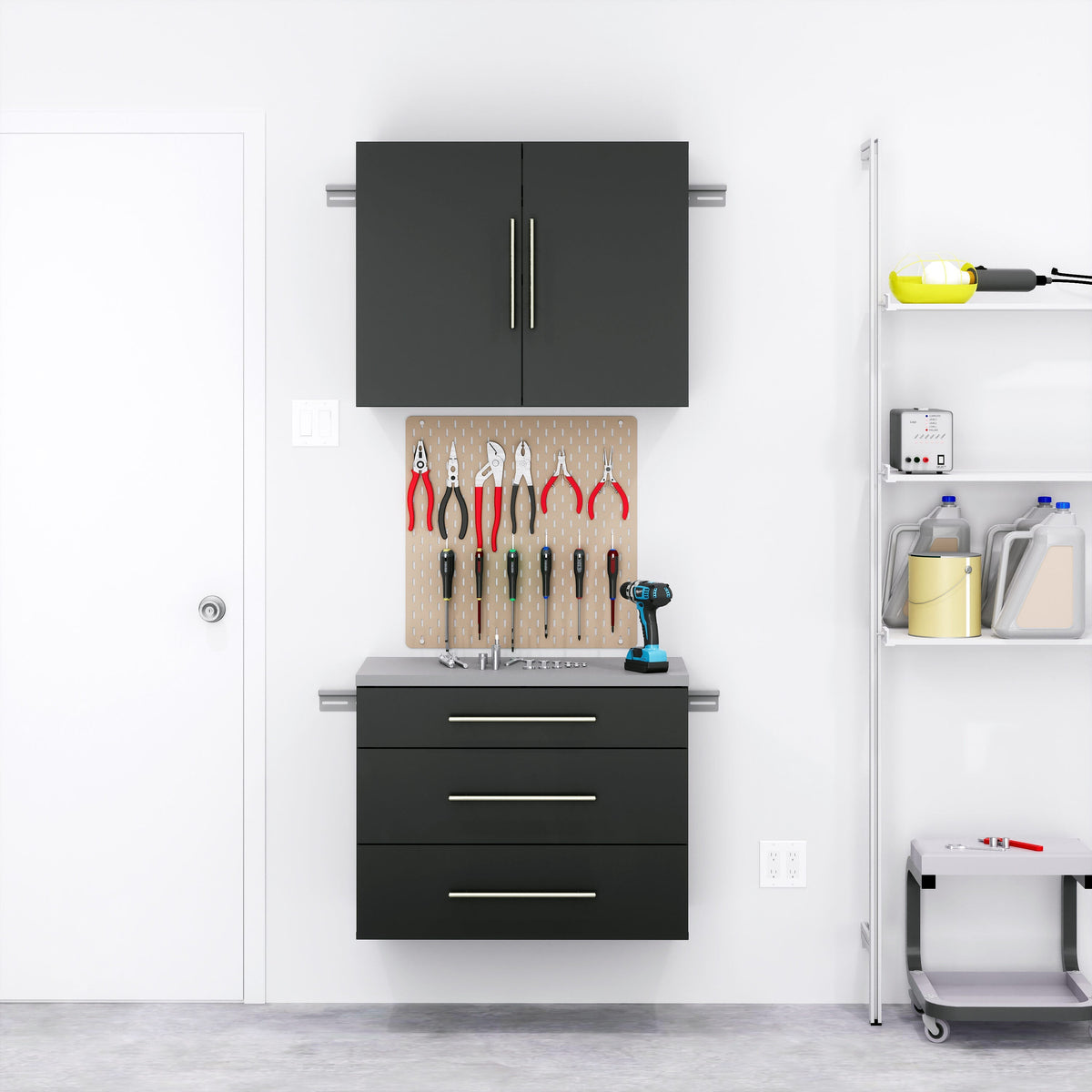Prepac HangUps 30-in W x 72-in H Wood Composite Black Wall-mount Utility Storage Cabinet