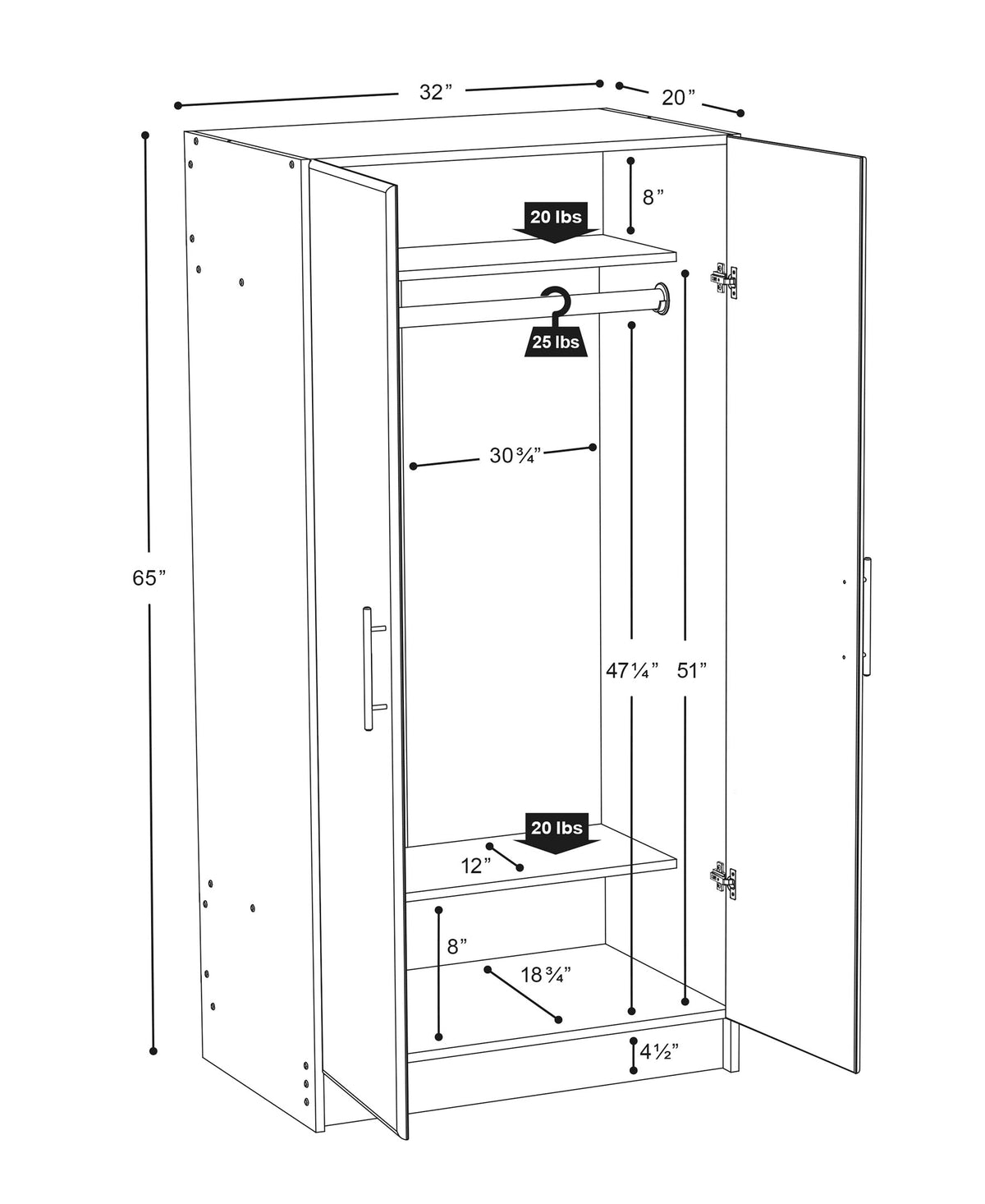Prepac Elite 32-in W x 65-in H Wood Composite Espresso Freestanding Utility Storage Cabinet