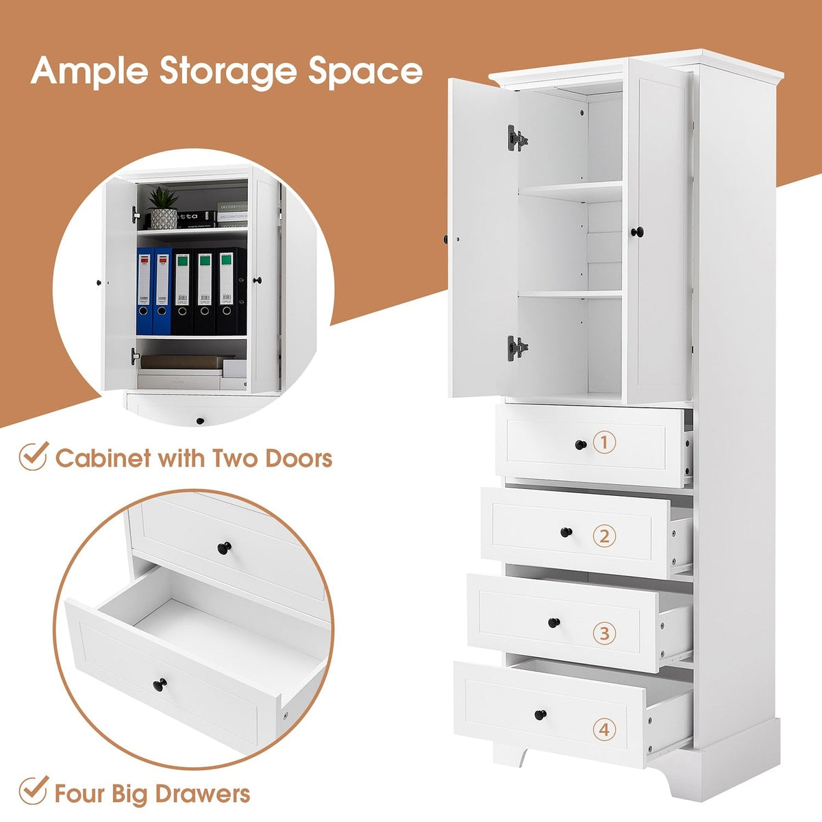 GZMR 23.6-in W x 68.1-in H Mdf White Freestanding Utility Storage Cabinet
