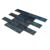Apollo Tile (Sample) Cosmos Stone Blue 12-in x 12-in Glossy Glass Brick Mosaic Floor and Wall Tile