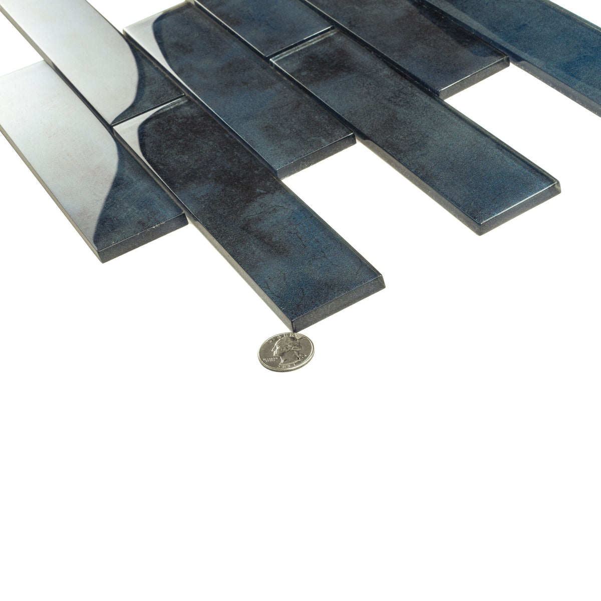 Apollo Tile Cosmos Stone Blue 12-in x 12-in Glossy Glass Brick Look Floor and Wall Tile (4.83-sq. ft/ Carton)