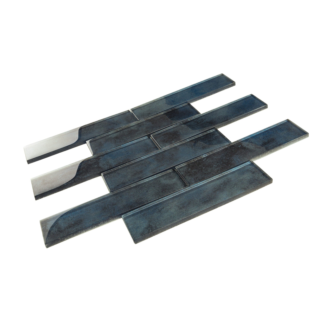 Apollo Tile Cosmos Stone Blue 12-in x 12-in Glossy Glass Brick Look Floor and Wall Tile (4.83-sq. ft/ Carton)