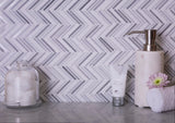 Apollo Tile (Sample) Zebra White, Gray 11-in x 11-in Polished Marble Herringbone Patterned Floor and Wall Tile