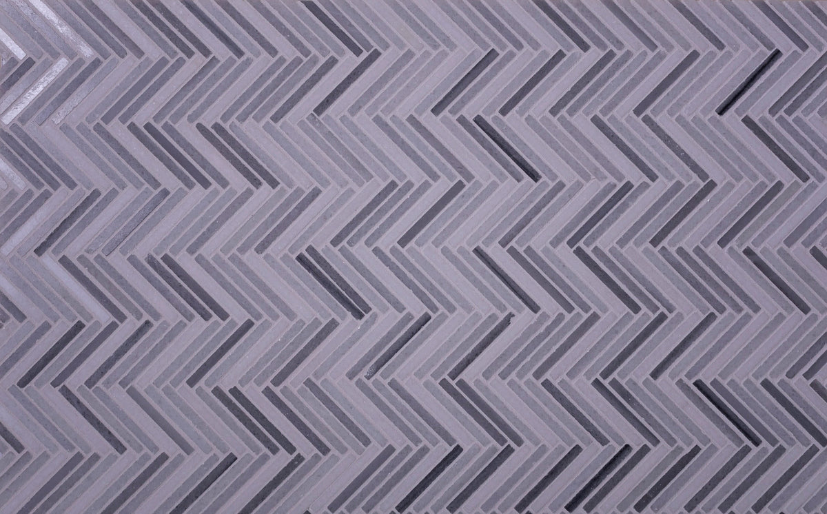 Apollo Tile (Sample) Zebra White, Gray 11-in x 11-in Polished Marble Herringbone Patterned Floor and Wall Tile