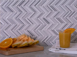 Apollo Tile (Sample) Zebra White, Gray 11-in x 11-in Polished Marble Herringbone Patterned Floor and Wall Tile