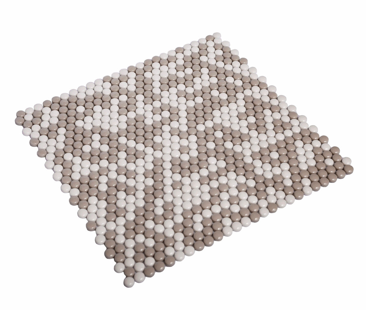 Apollo Tile (Sample) Alabaster White, Beige 12-in x 13-in Polished Glass Penny Round Patterned Floor and Wall Tile