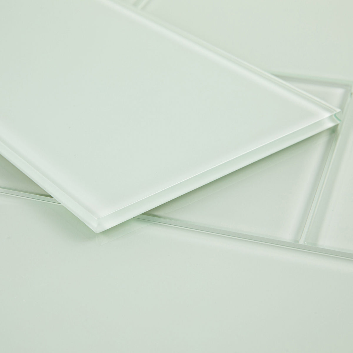 Giorbello (Sample) 6x12 glass subway tiles Winter Sage 6-in x 12-in Glossy Glass Brick Subway Wall Tile
