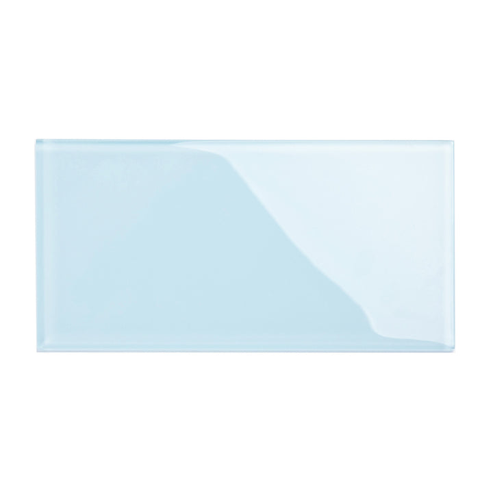 Giorbello (Sample) 6x12 glass subway tiles Morning Sky Blue 6-in x 12-in Glossy Glass Brick Subway Wall Tile
