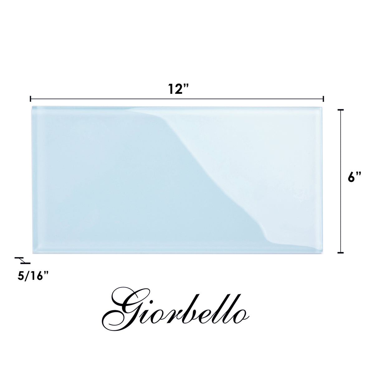 Giorbello Classic Premium Morning Sky Blue 6-in x 12-in Glossy Glass Subway Wall Tile (5-sq. ft/ Carton)