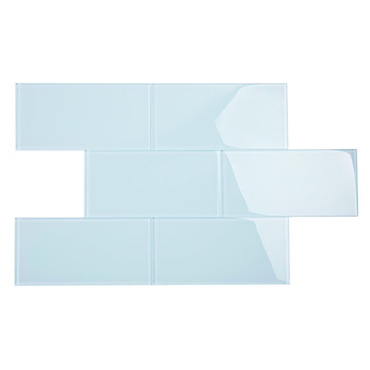 Giorbello Classic Premium Morning Sky Blue 6-in x 12-in Glossy Glass Subway Wall Tile (5-sq. ft/ Carton)