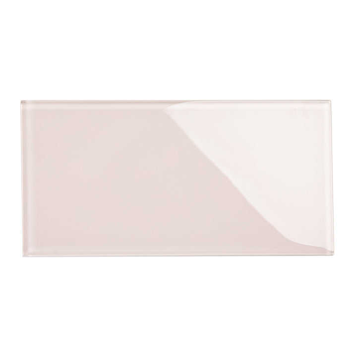 Giorbello (Sample) 6x12 glass subway tiles Rose Pale Pink 6-in x 12-in Glossy Glass Brick Subway Wall Tile