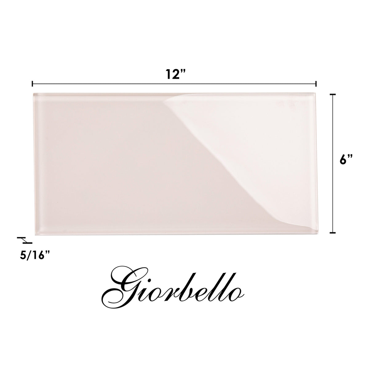 Giorbello (Sample) 6x12 glass subway tiles Rose Pale Pink 6-in x 12-in Glossy Glass Brick Subway Wall Tile