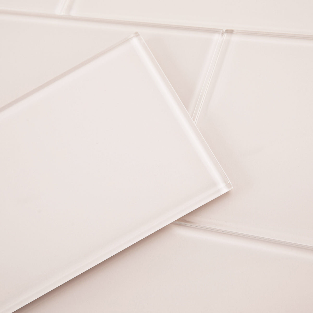 Giorbello (Sample) 6x12 glass subway tiles Rose Pale Pink 6-in x 12-in Glossy Glass Brick Subway Wall Tile