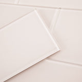 Giorbello (Sample) 6x12 glass subway tiles Rose Pale Pink 6-in x 12-in Glossy Glass Brick Subway Wall Tile