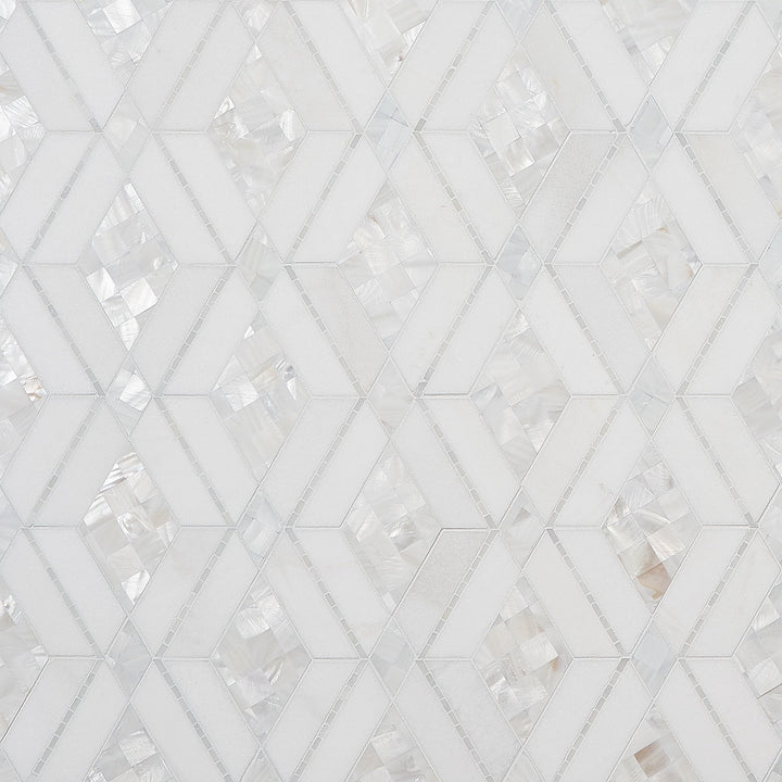 Artmore Tile Spencer White 10-in x 10-in Polished Natural stone Marble Marble look Multi-shaped Mosaic Wall Tile product image