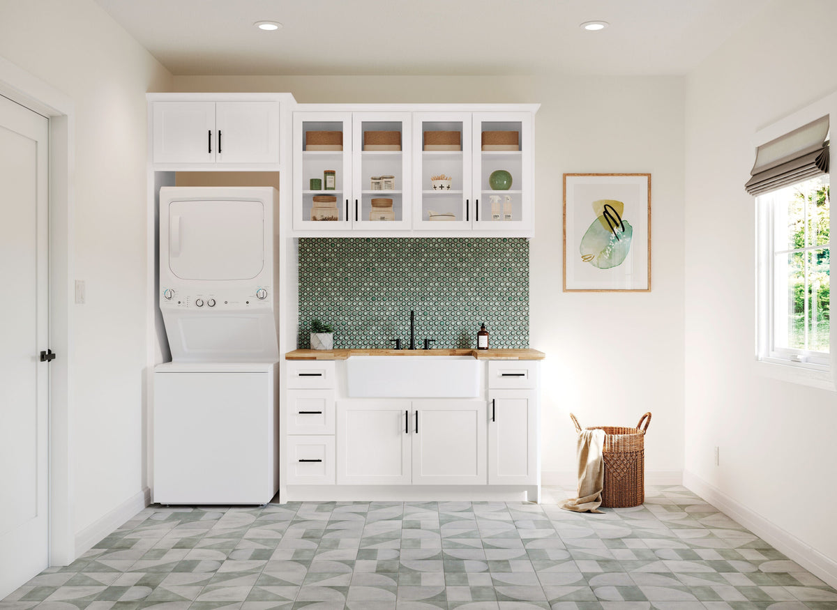 Diamond Express Jamestown 30-in W x 34.5-in H x 24-in D White 2-Drawer Base Fully Assembled Plywood Cabinet (Recessed Panel Shaker Style)