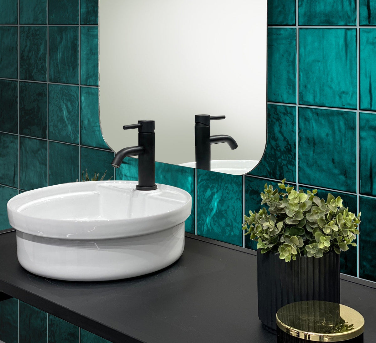 Apollo Tile Chateau Ocean Green 5-in x 5-in Glossy Ceramic Marble Look Floor and Wall Tile (10.76-sq. ft/ Carton)