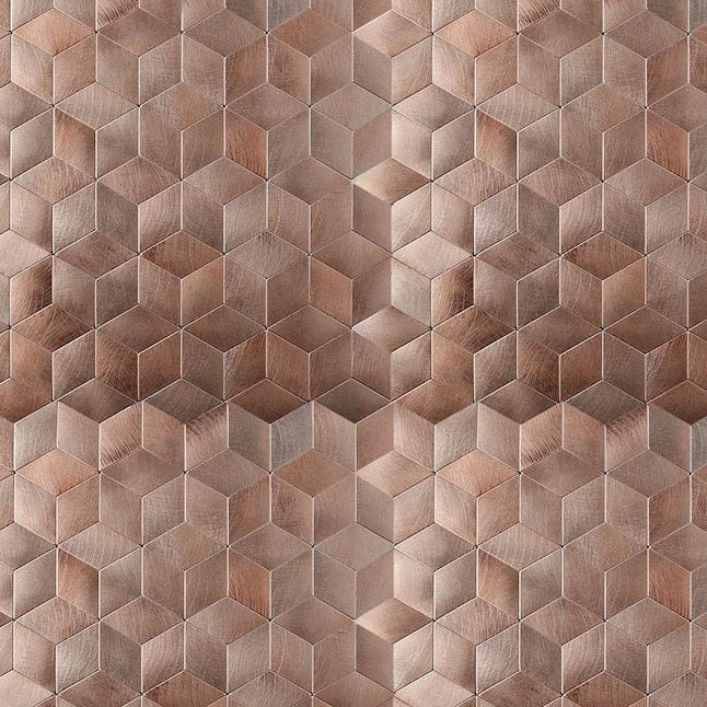 Peel&Stick Mosaics Copper Diamond 12-in x 12-in Metallic Metal Diamond Peel and Stick Wall Tile (14.52-sq. ft/ Carton)