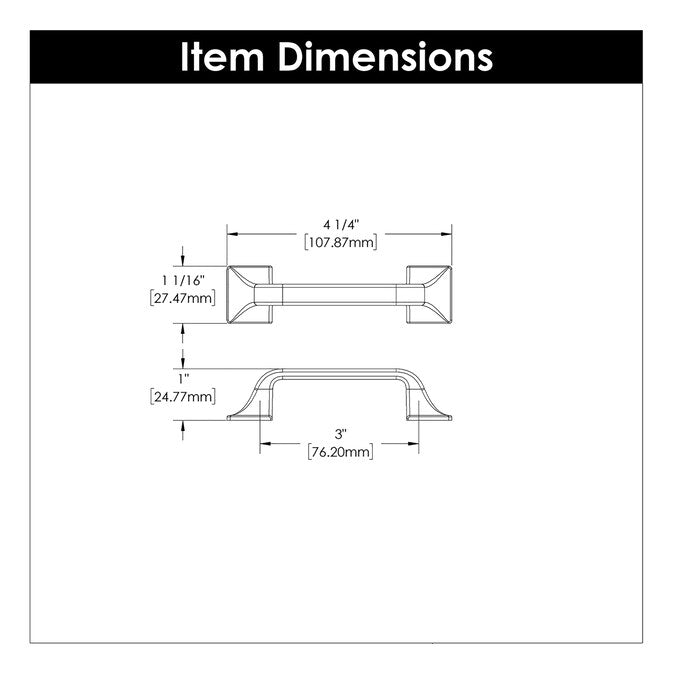 Hickory Hardware Forge (76mm) Center to Center Rectangular Handle Drawer Pull