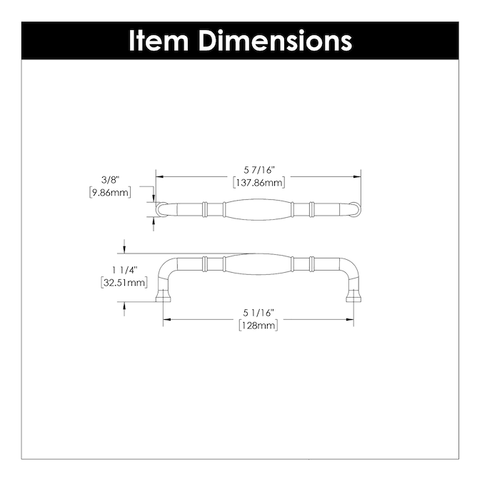 Hickory Hardware Williamsburg 5-1/16-in (128mm) Center to Center Oil-Rubbed Bronze Highlighted Rectangular Handle Drawer Pull