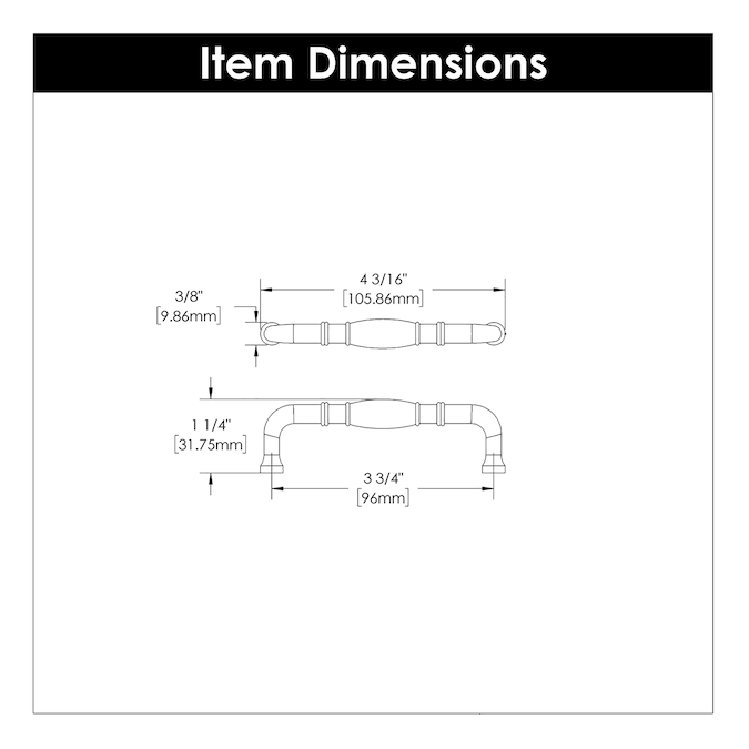 Hickory Hardware Williamsburg 3-3/4-in (96mm) Center to Center Vintage Bronze Rectangular Handle Drawer Pull