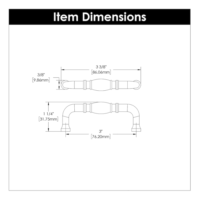 Hickory Hardware Williamsburg 3-in (76mm) Center to Center Matte Black Rectangular Handle Drawer Pull